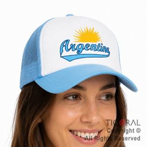 SOMBRERO GORRA ARGENTINA CELESTE Y BLANCA CON SOL